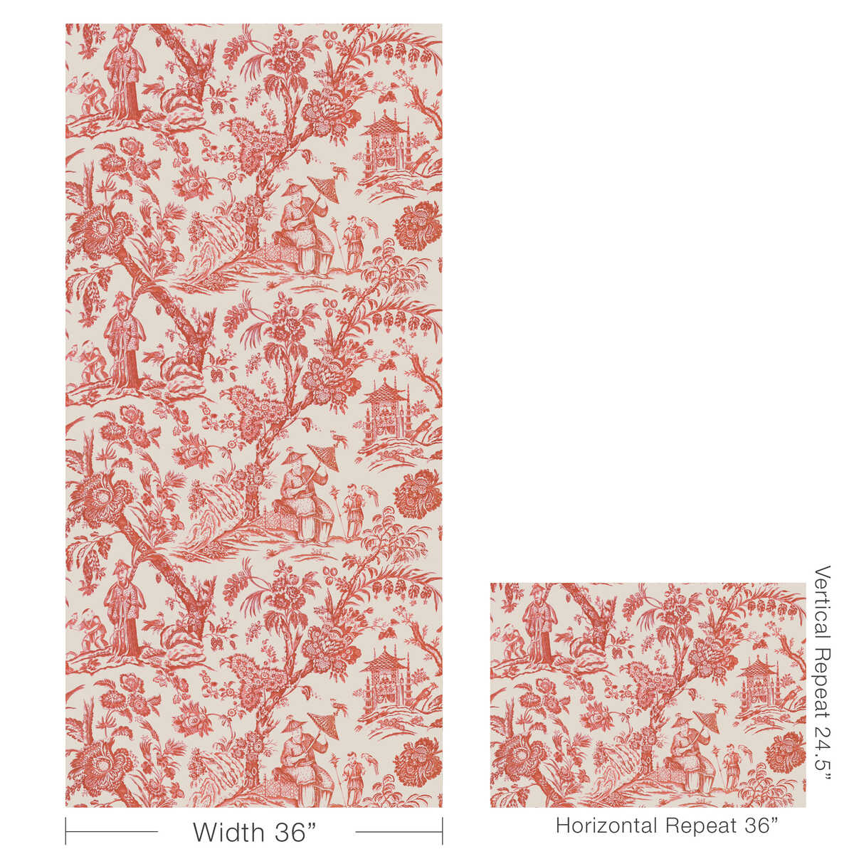 Marcel - Red - BRUNSCHWIG & FILS Papel pintado