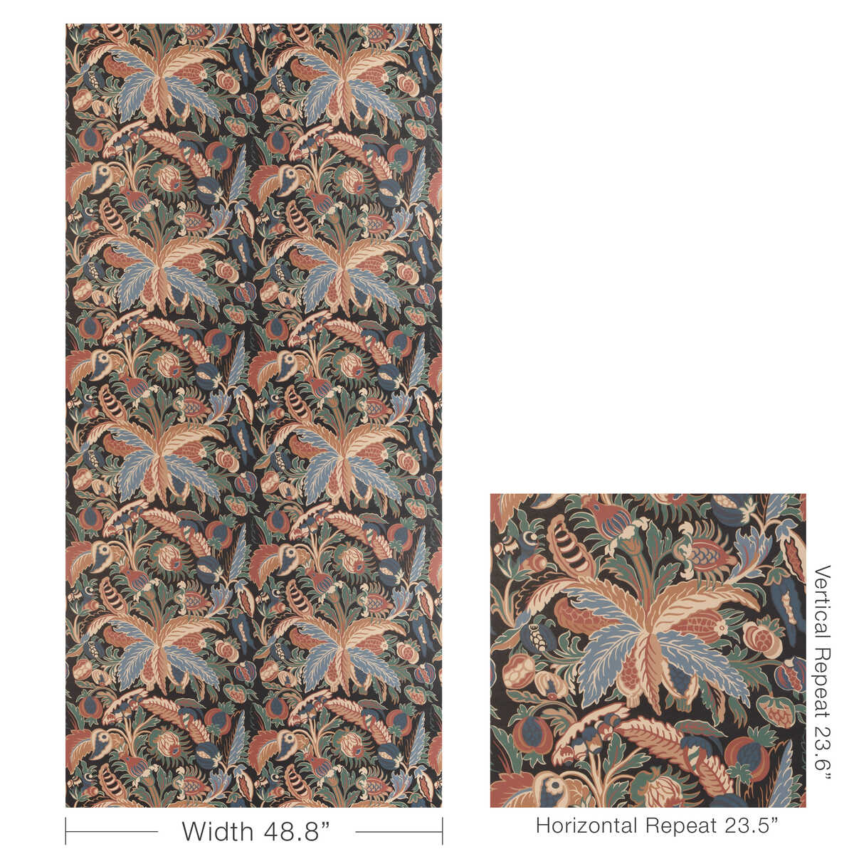 Villars - Ebony - BRUNSCHWIG & FILS Wallpaper