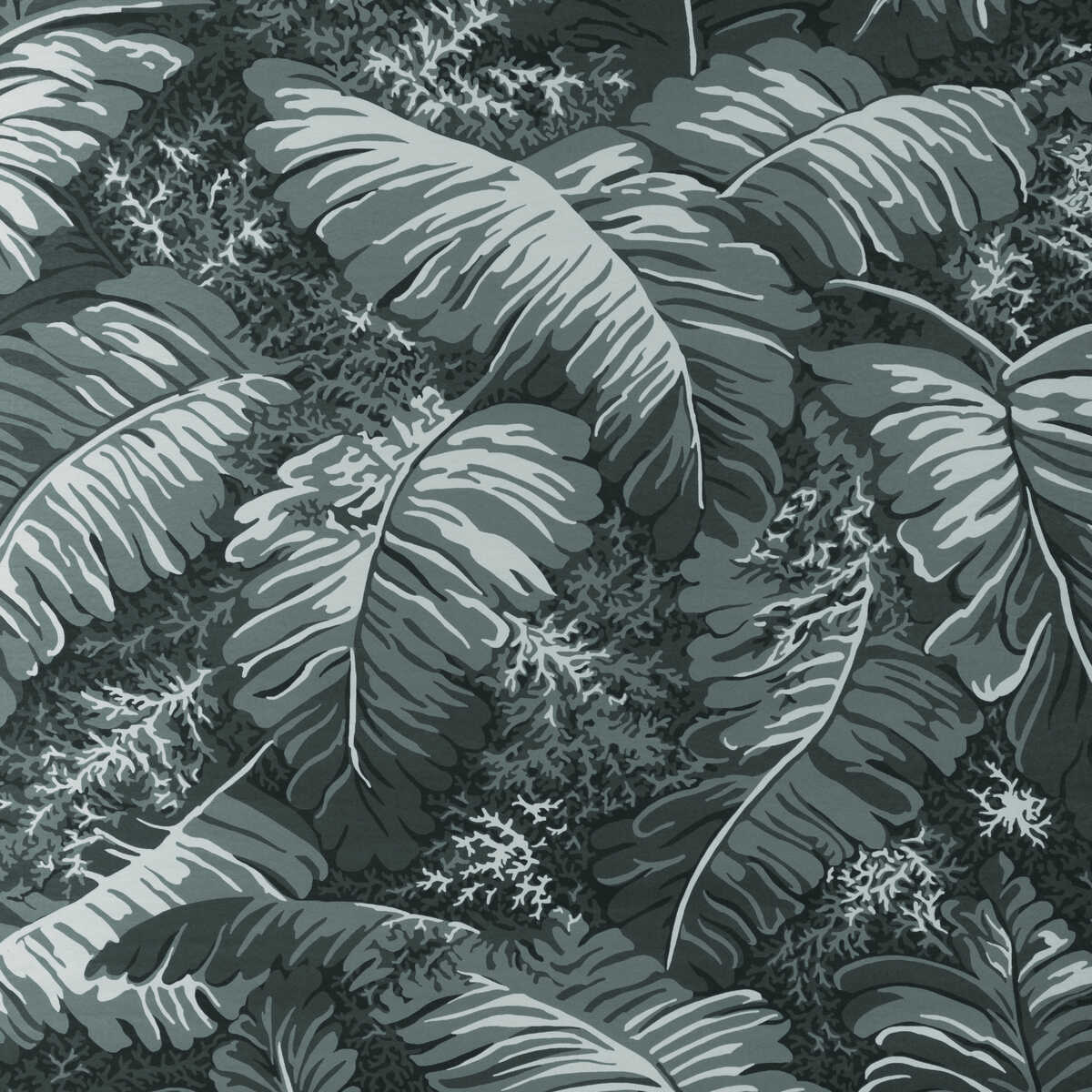 Feuilles De Bananier - Gris - BRUNSCHWIG & FILS Wallpaper