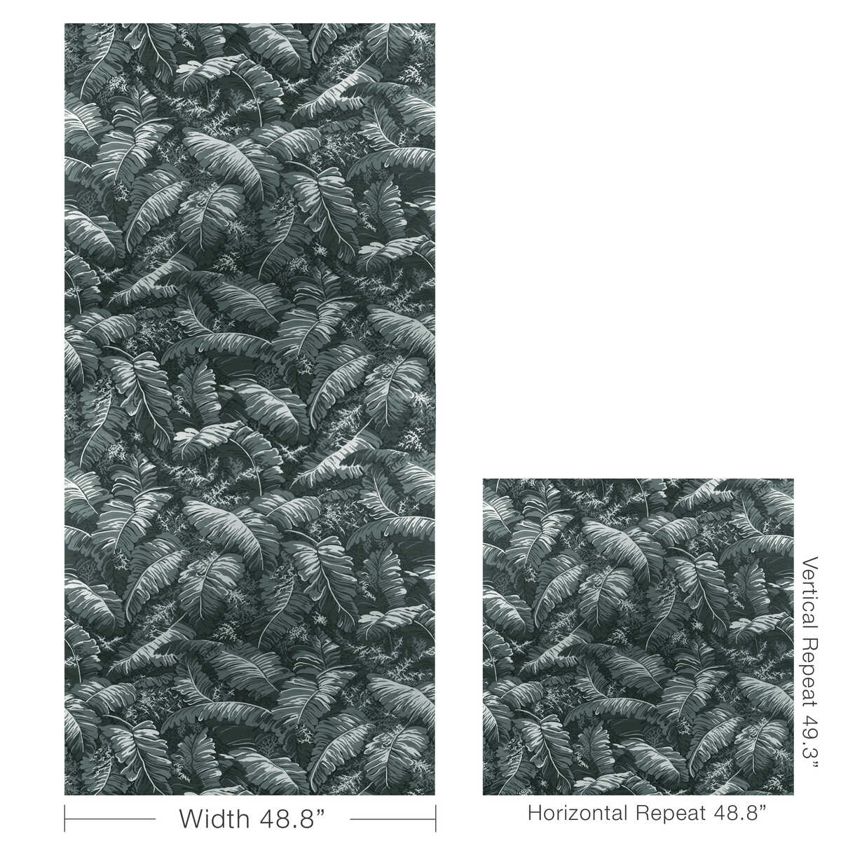 Feuilles De Bananier - Gris - BRUNSCHWIG & FILS Wallpaper