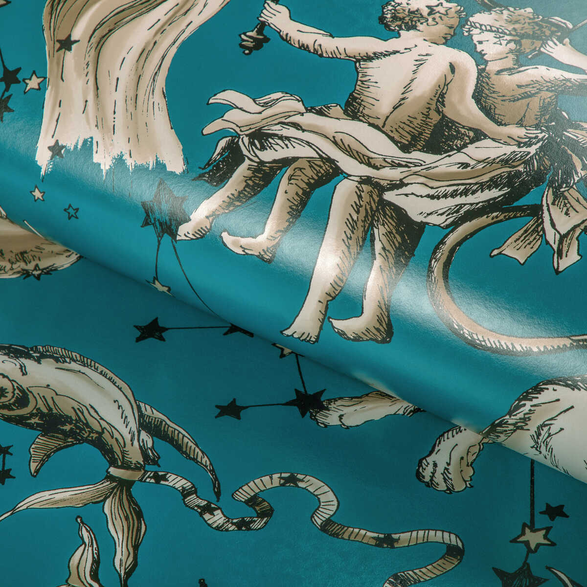Cosmique - Teal - BRUNSCHWIG & FILS Wallpaper