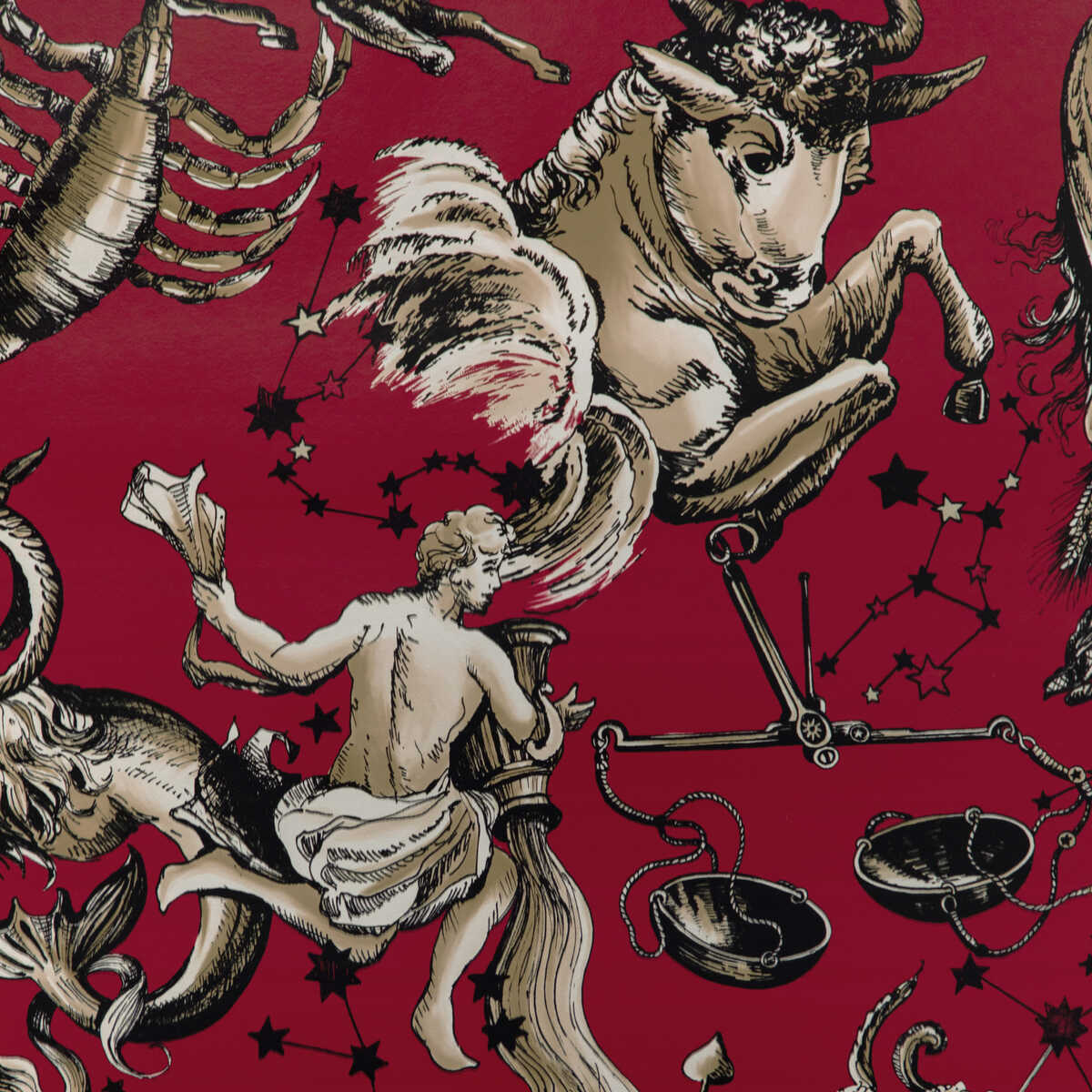 Cosmique - Ruby - BRUNSCHWIG & FILS Wallpaper