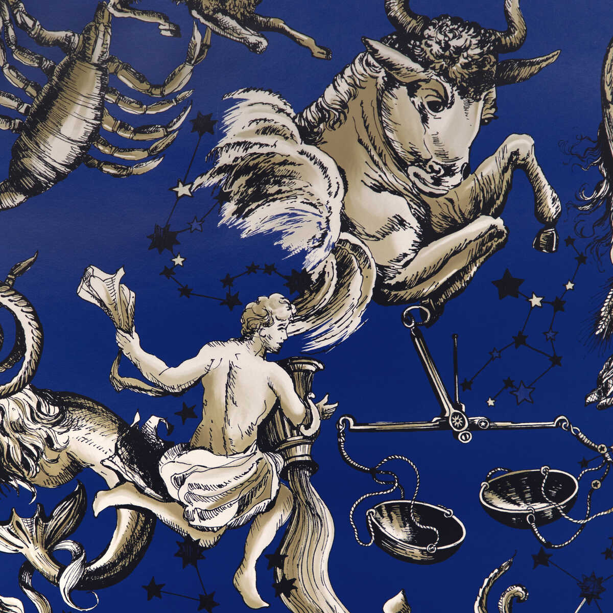 Cosmique - Sapphire - BRUNSCHWIG & FILS Wallpaper