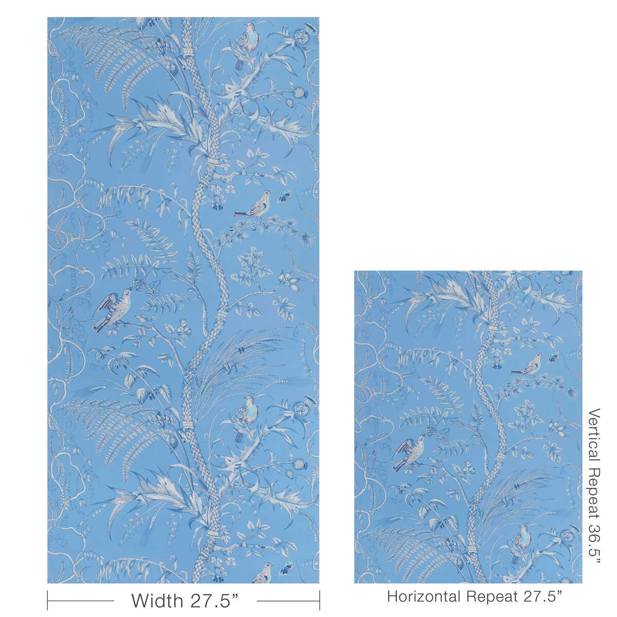Bird And Thistle Ii - Blue - BRUNSCHWIG & FILS Papel pintado
