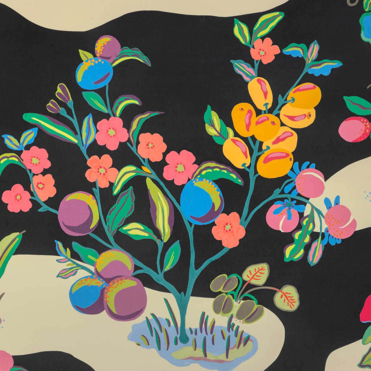 Pomelo - Noir - BRUNSCHWIG & FILS Papel pintado