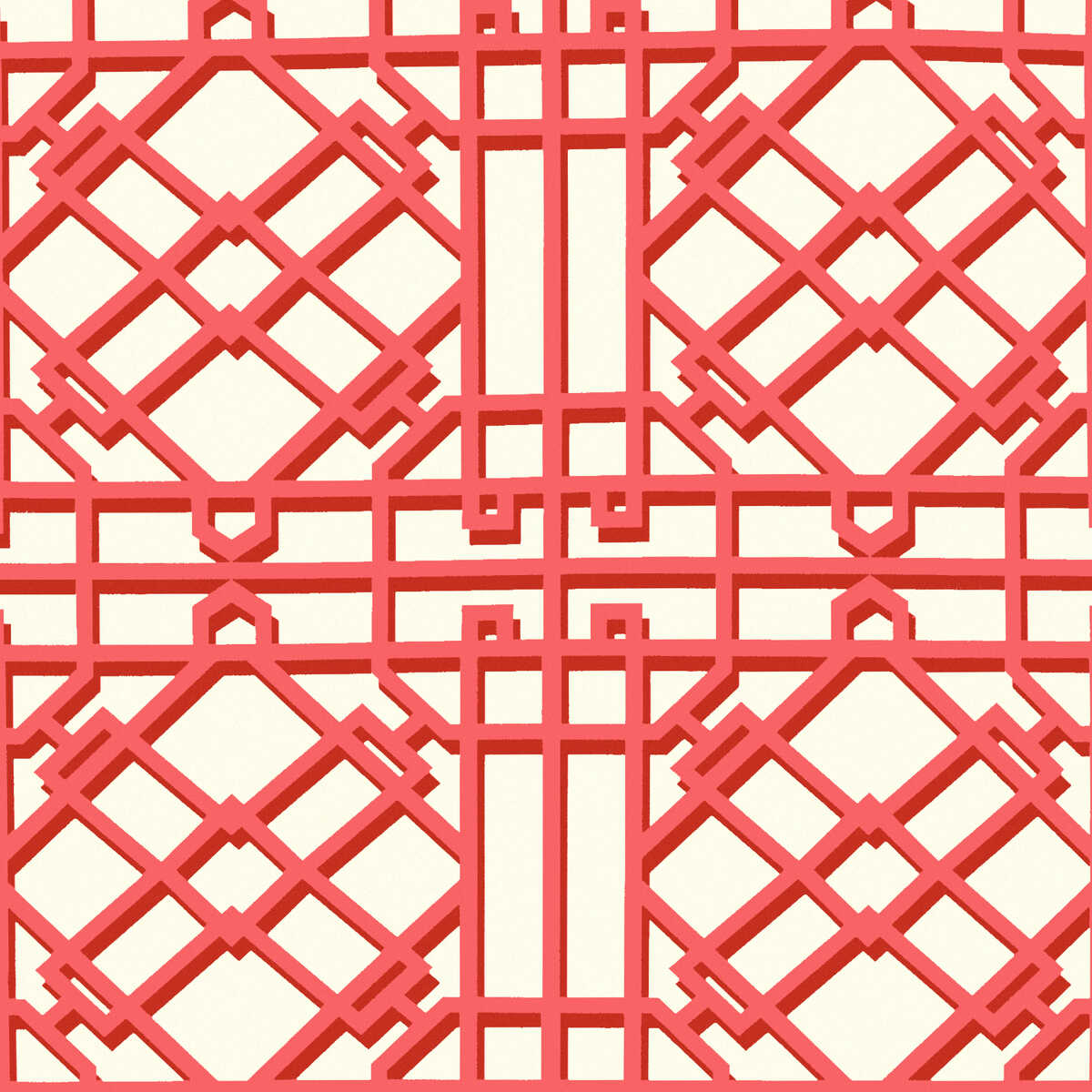 Pavilion Trellis - Red - BRUNSCHWIG & FILS Wallpaper