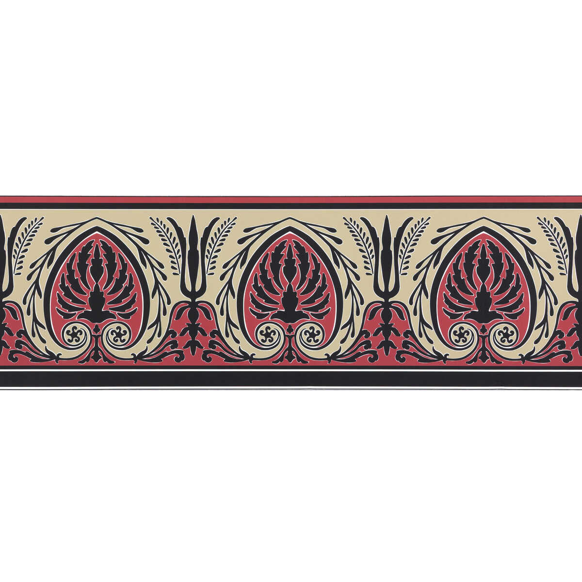 Frise Palmette - Red - BRUNSCHWIG & FILS Papel pintado
