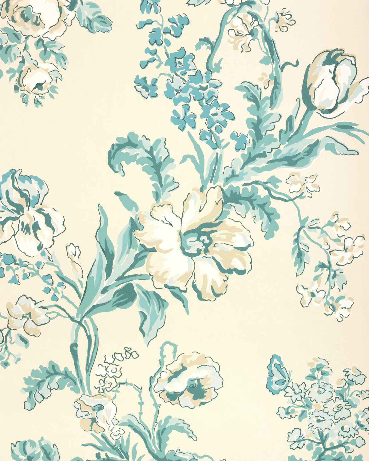 Maintenon - Aqua - BRUNSCHWIG & FILS Wallpaper