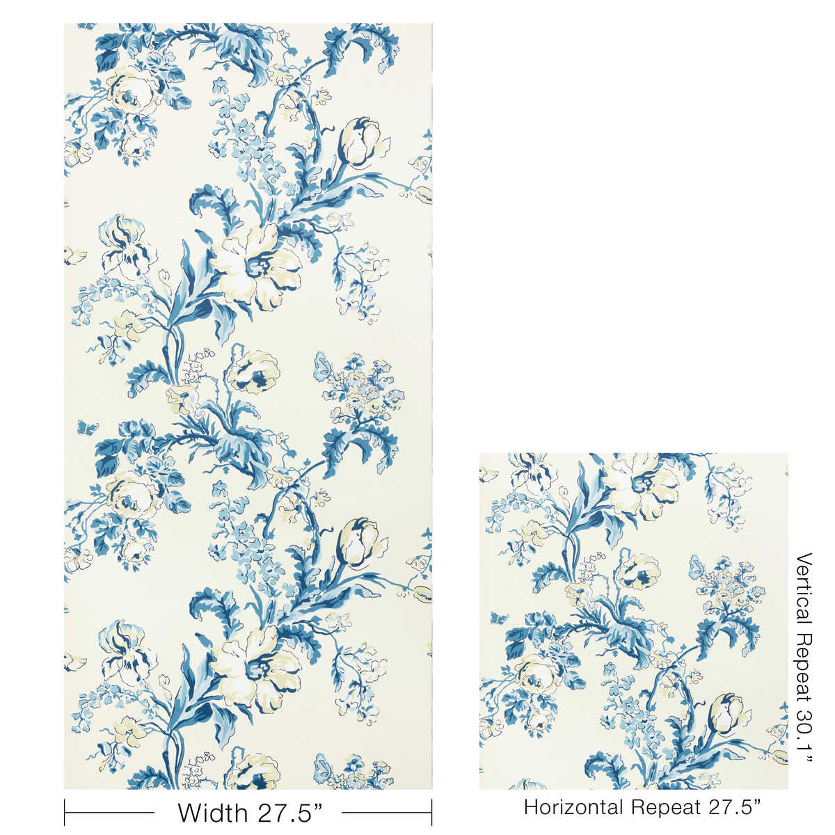 Maintenon - Blue - BRUNSCHWIG & FILS Wallpaper