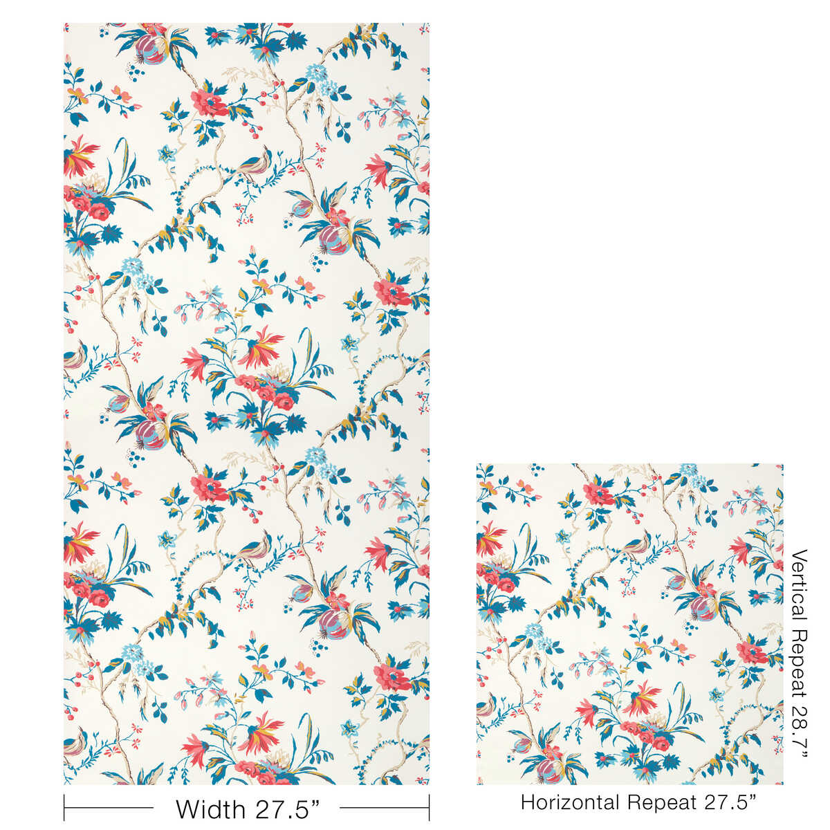 Locklin - Red/Blue - BRUNSCHWIG & FILS Wallpaper