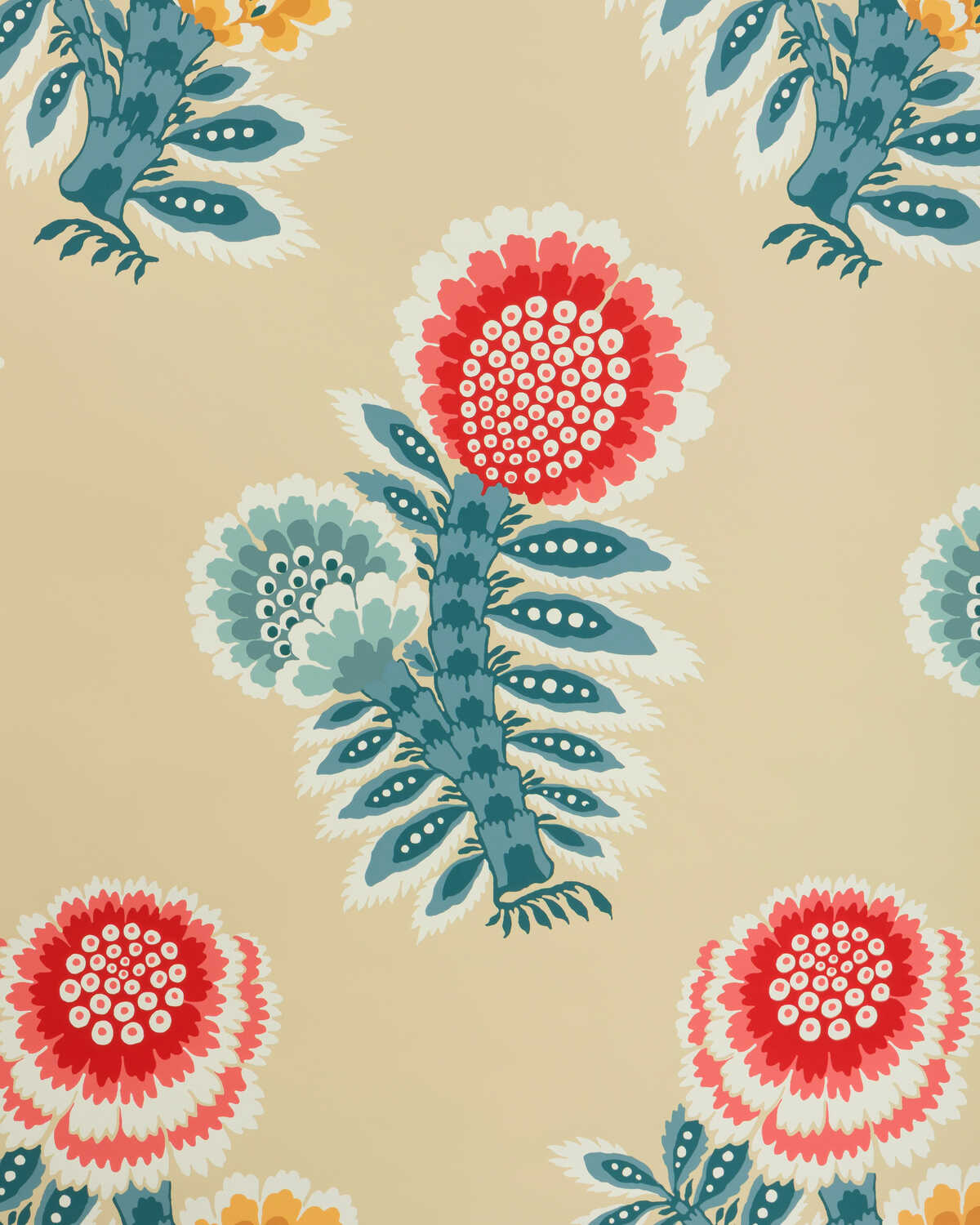 Kumaly - Red/Blue - BRUNSCHWIG & FILS Wallpaper
