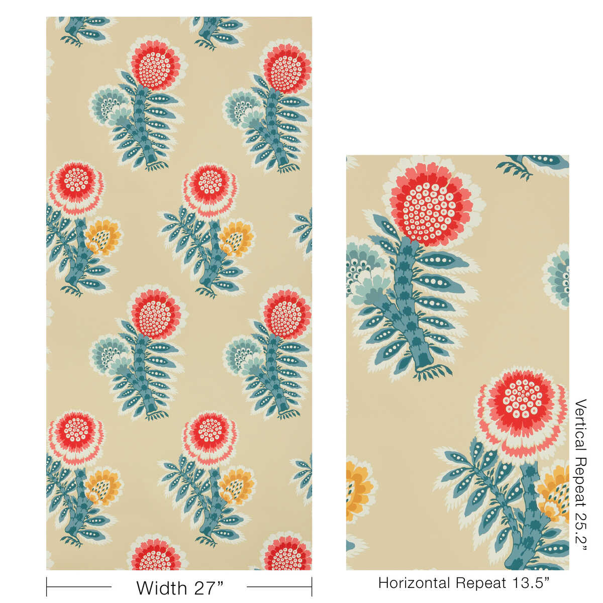 Kumaly - Red/Blue - BRUNSCHWIG & FILS Wallpaper