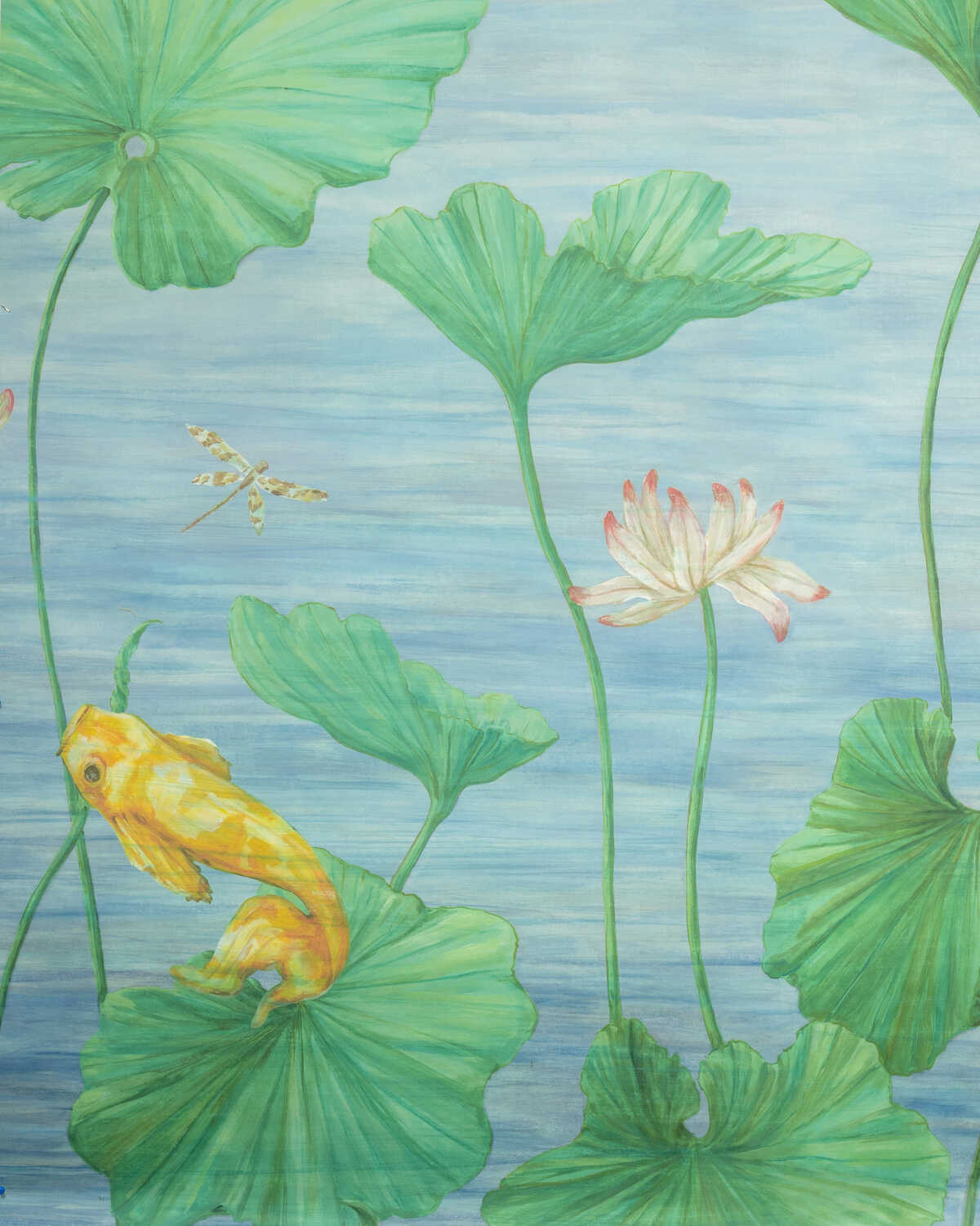 Koi Pond Mural - Blue - BRUNSCHWIG & FILS Wallpaper