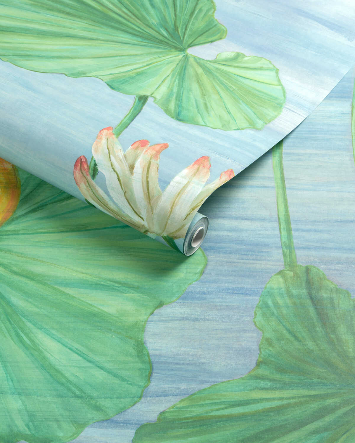 Koi Pond Mural - Blue - BRUNSCHWIG & FILS Wallpaper