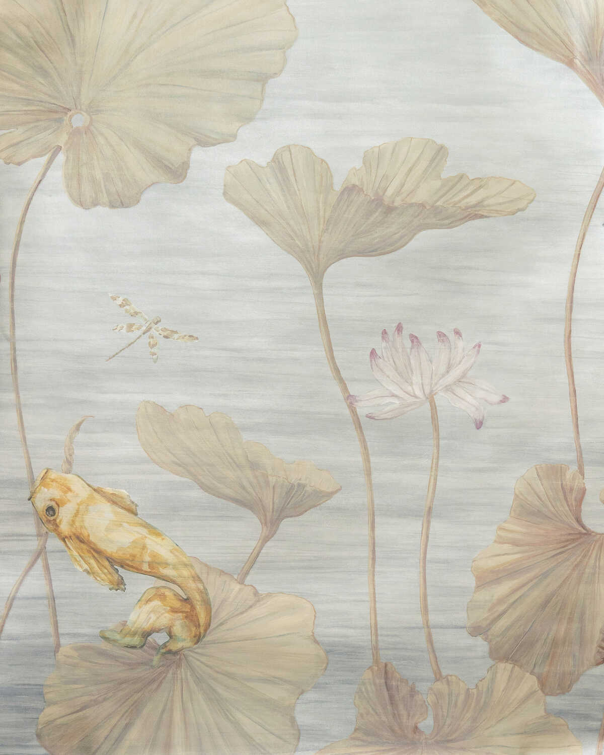Koi Pond Mural Met - Slate - BRUNSCHWIG & FILS Wallpaper