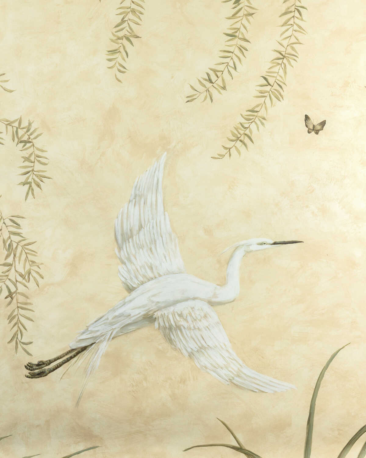 Egret Marsh Mural - Sand - BRUNSCHWIG & FILS Wallpaper