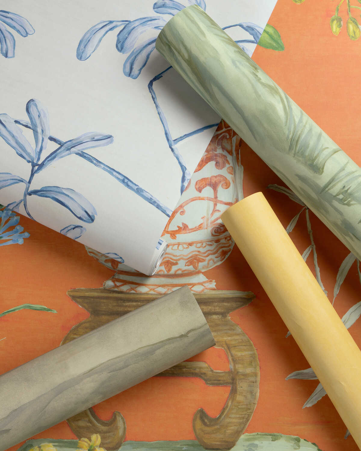 Jardin Yili Mural - Delft - BRUNSCHWIG & FILS Wallpaper