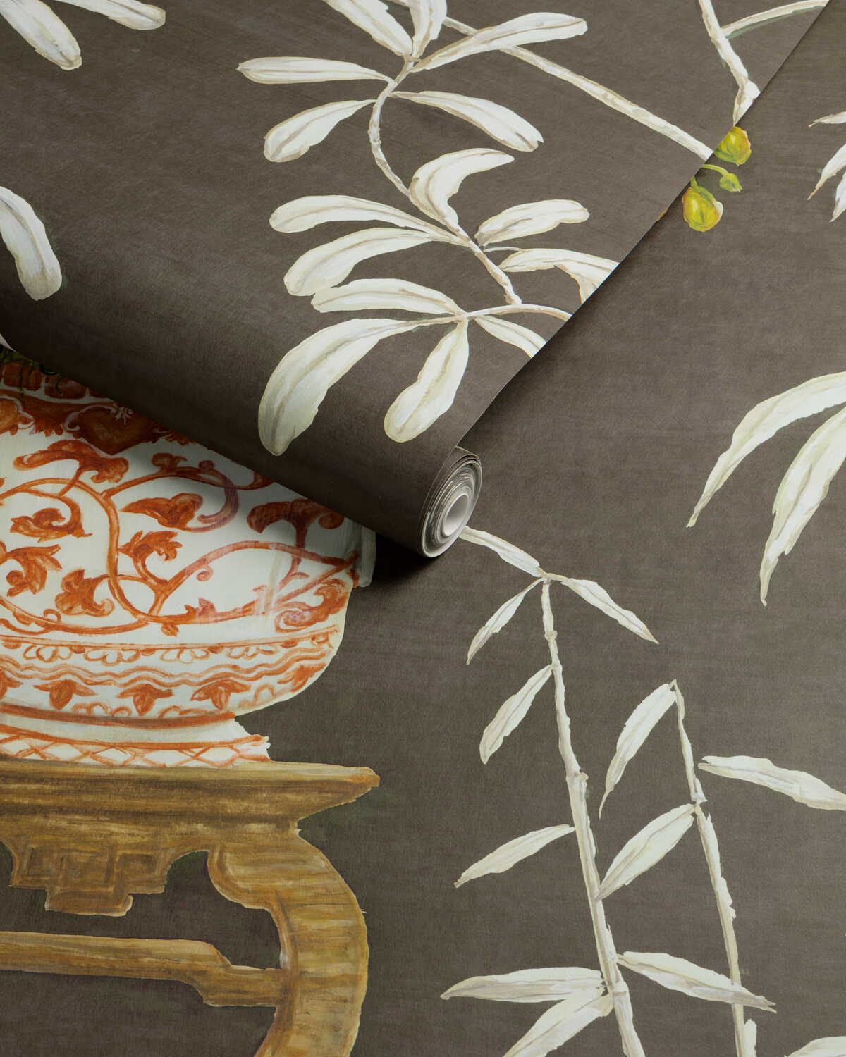 Jardin Yili Mural - Chocolate - BRUNSCHWIG & FILS Wallpaper