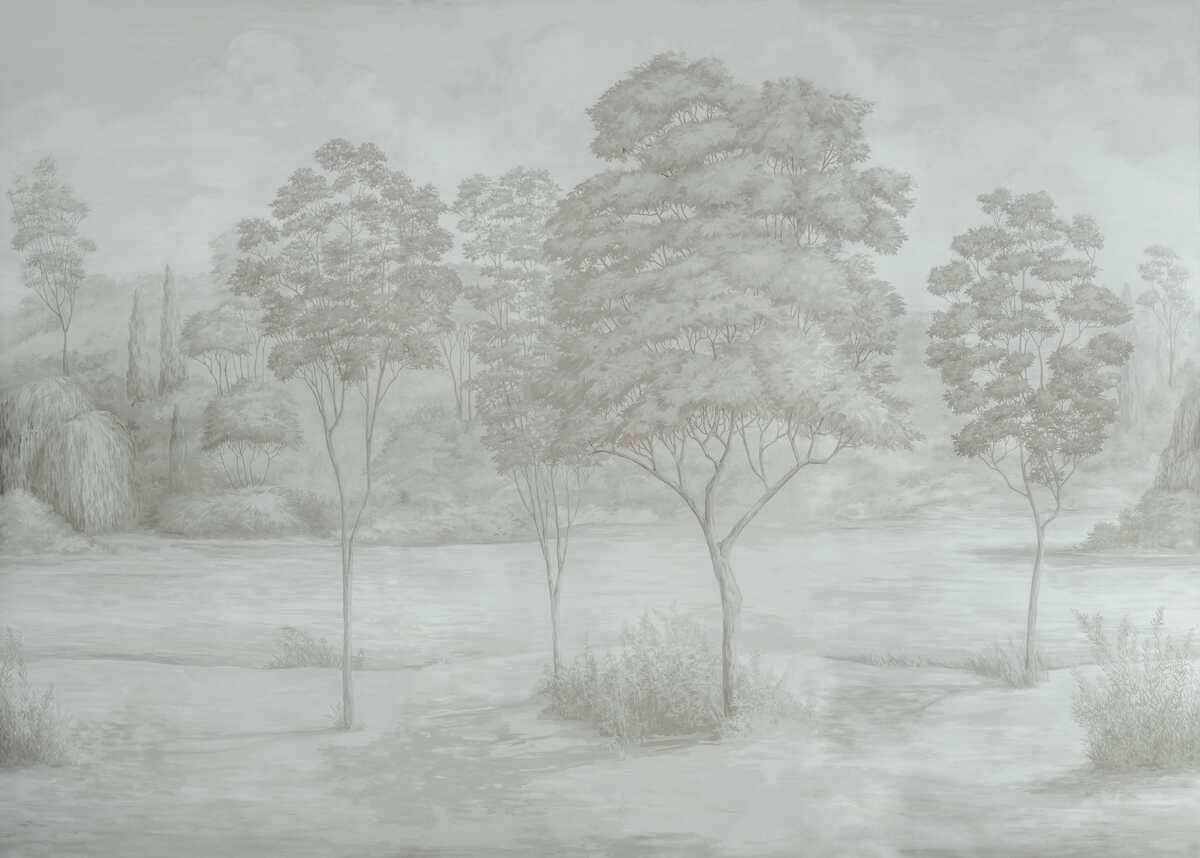 Arbres Mural - Neutral - BRUNSCHWIG & FILS Wallpaper