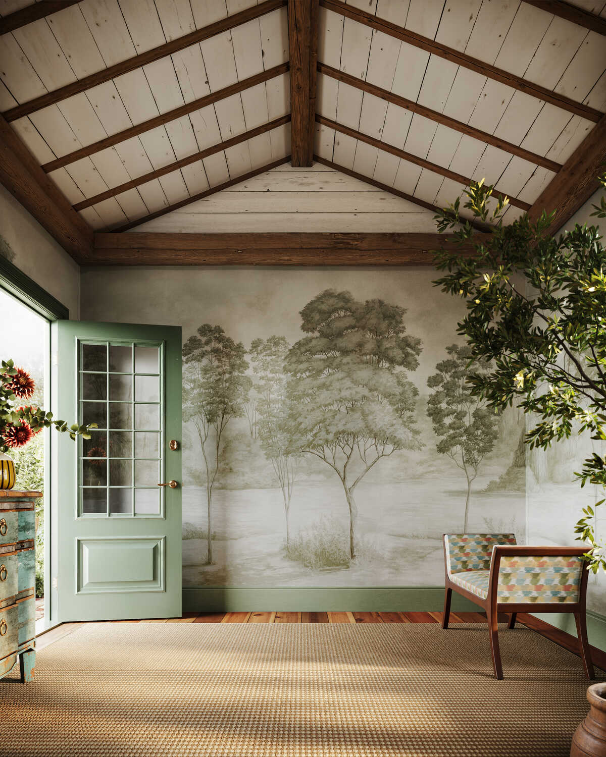 Arbres Mural - Leaf - BRUNSCHWIG & FILS Wallpaper