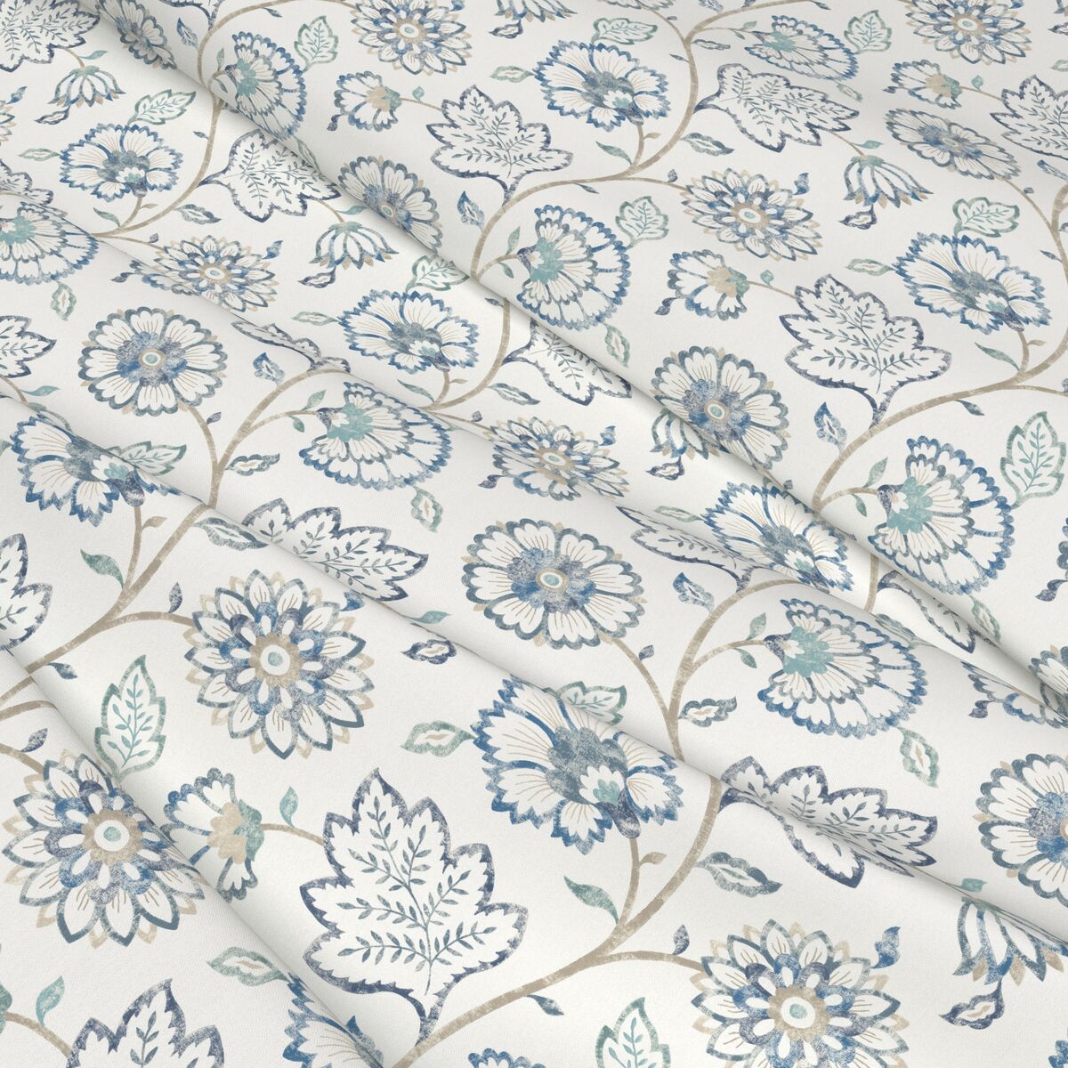 Kalamkari - Azure - Pure Edit Fabric