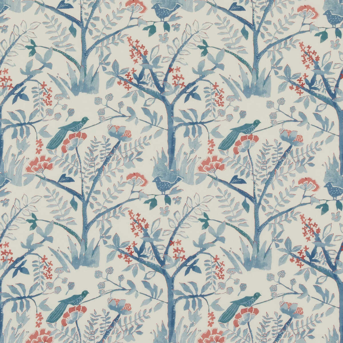 Lulworth - Blue/Red - BAKER LIFESTYLE Fabric