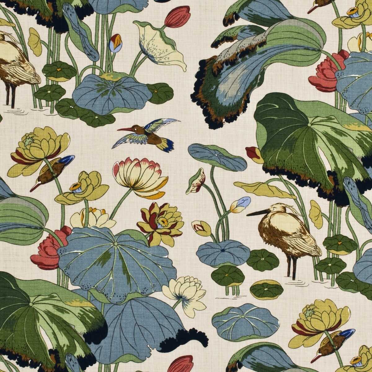 Nympheus - Linen - Stone/Pistachio - G P & J BAKER Fabric
