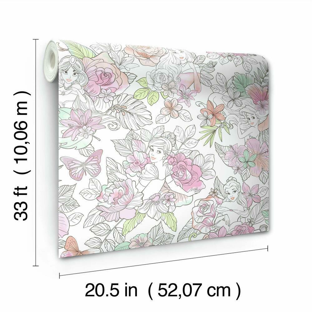 disney-princess-royal-floral-peel-and-stick-wallpaper-pink-york-wallcoverings-rmk11800wp