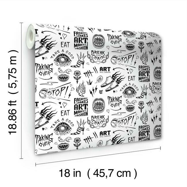 disney-cruella-graffiti-peel-stick-wallpaper-white-york-wallcoverings-rmk12125rl