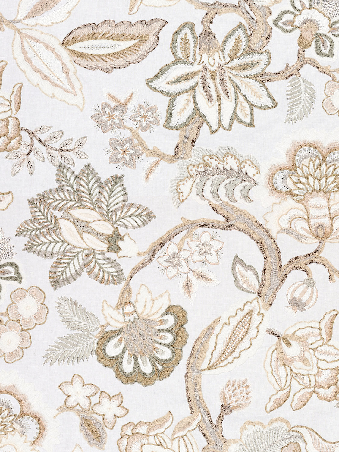 Hillside Crewel - Ivory - Scalamandre Fabric