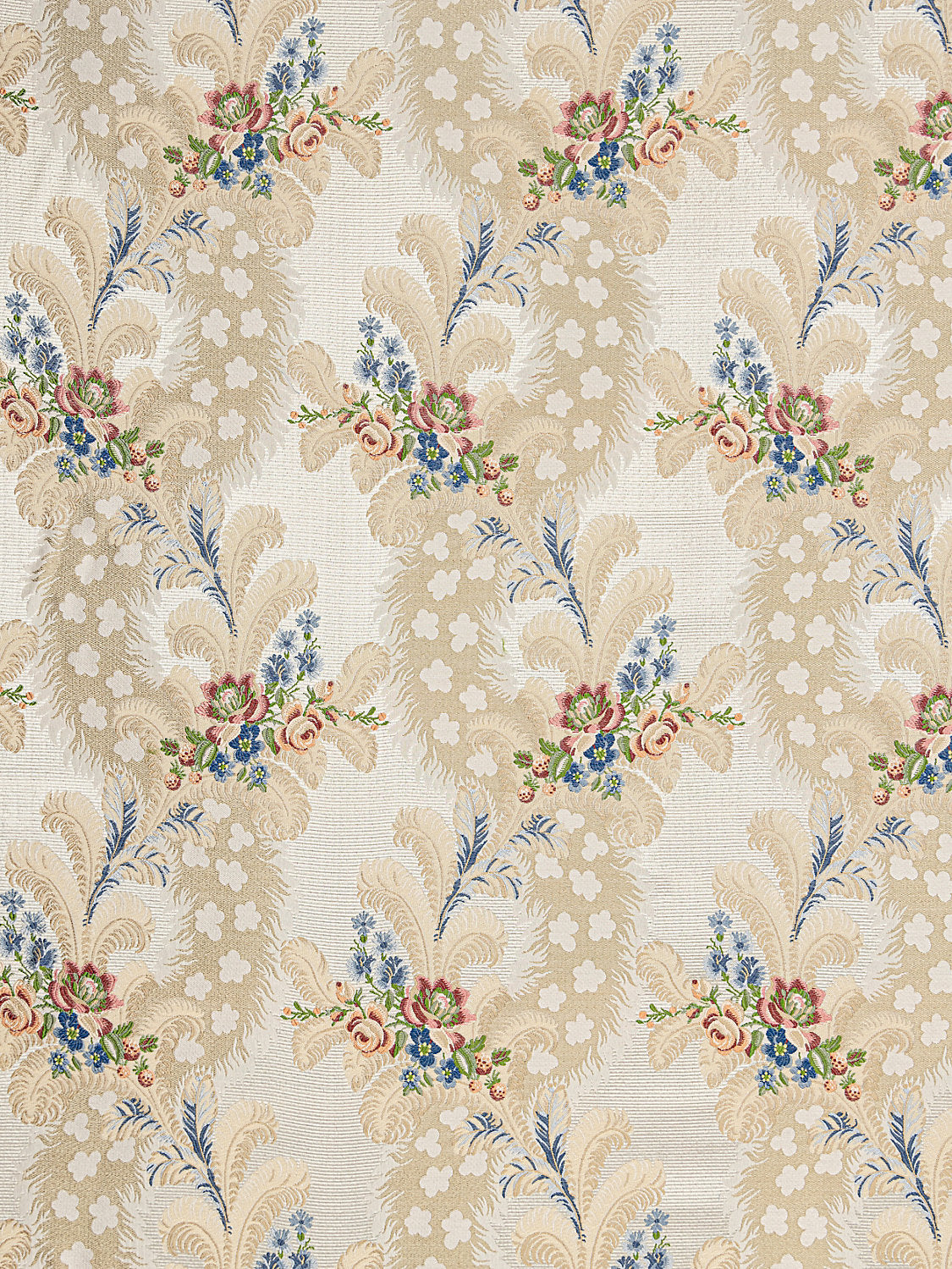 Cheverny - Rose & Blue On Ivory - Scalamandre Fabric
