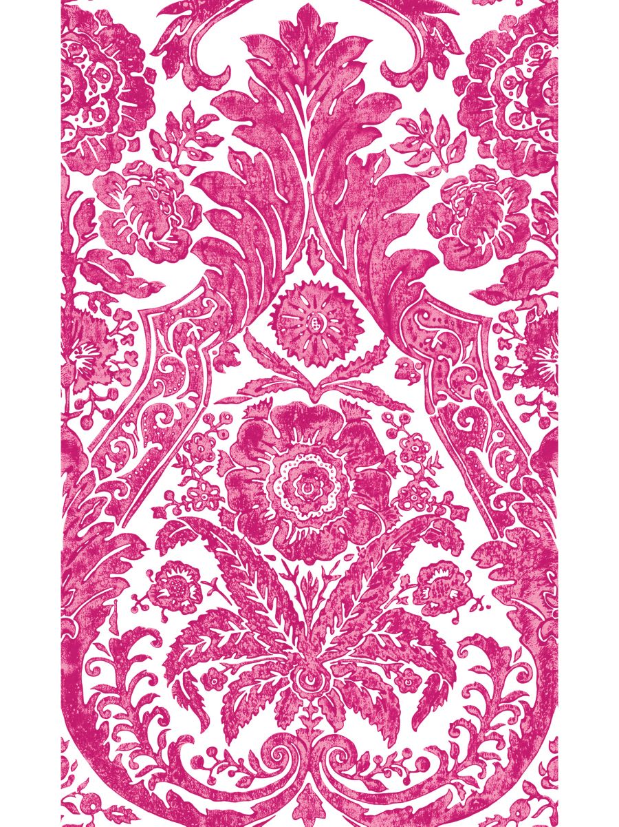 Luciana Damask wallpaper in Raspberry by Scalamandré - Scalamandre Wallpaper