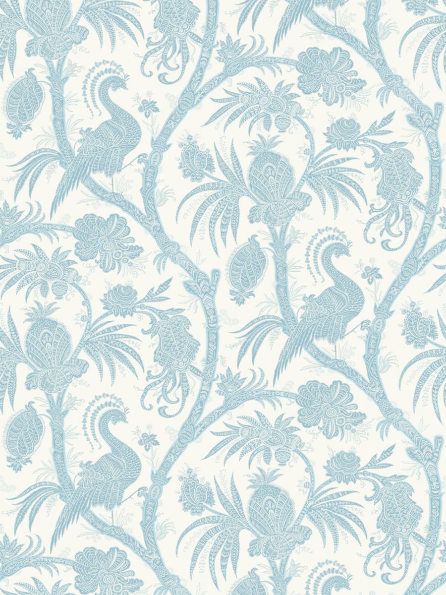 Balinese Peacock wallpaper in Sky by Scalamandré - Scalamandre Wallpaper