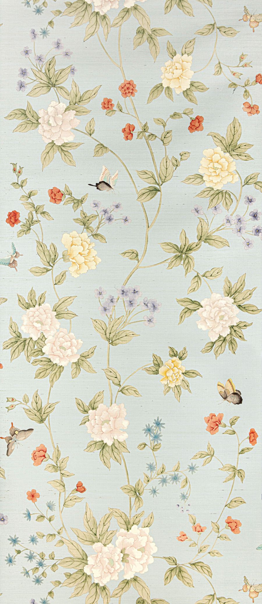 Luoyang Garden Sisal wallpaper in Sky by Scalamandré - Scalamandre Wallpaper