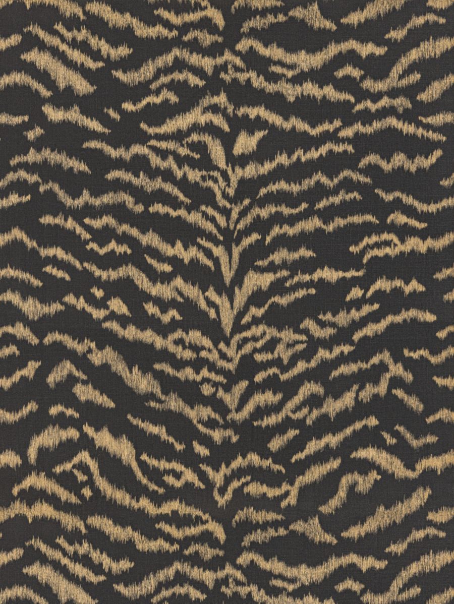 Tigress Printed Linen WC wallpaper in Bronze On Black by Scalamandré - Scalamandre Wallpaper