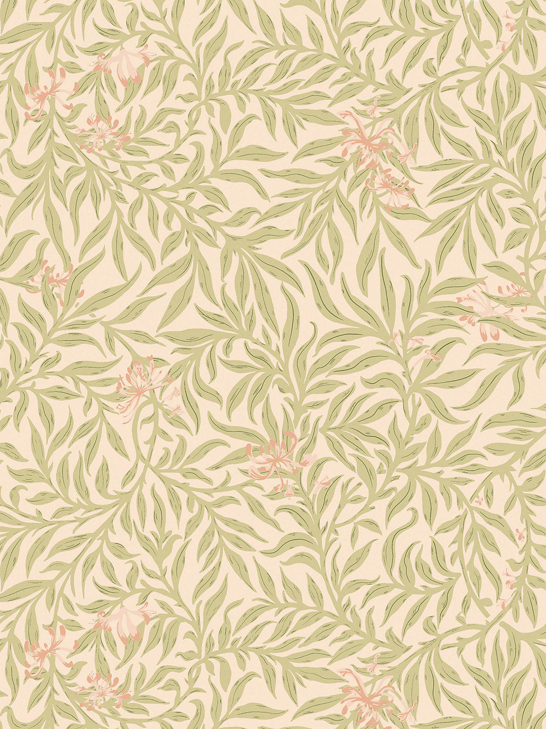 Honeysuckle Wallcovering - Lime Peach - Scalamandre Wallpaper