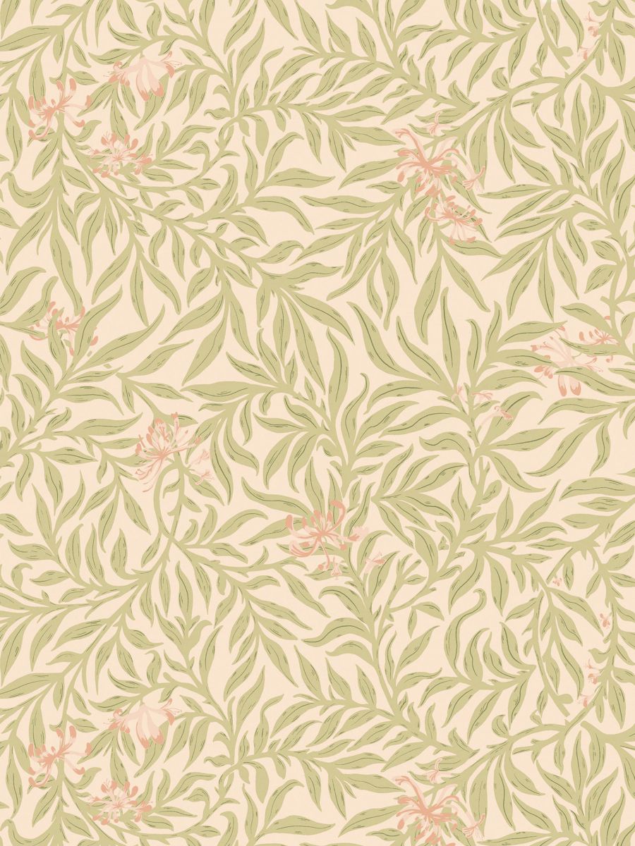 Honeysuckle Wallcovering wallpaper in Lime Peach by Scalamandré - Scalamandre Wallpaper