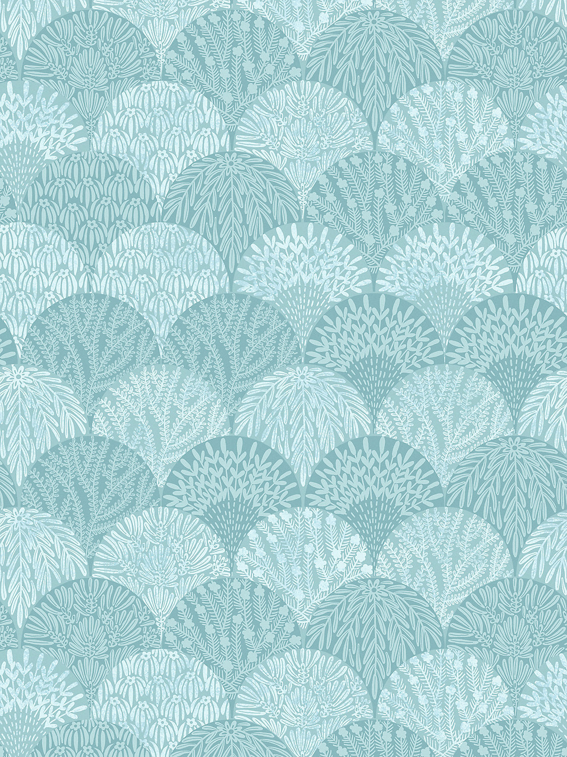 Herb Garden Wallcovering - Aqua