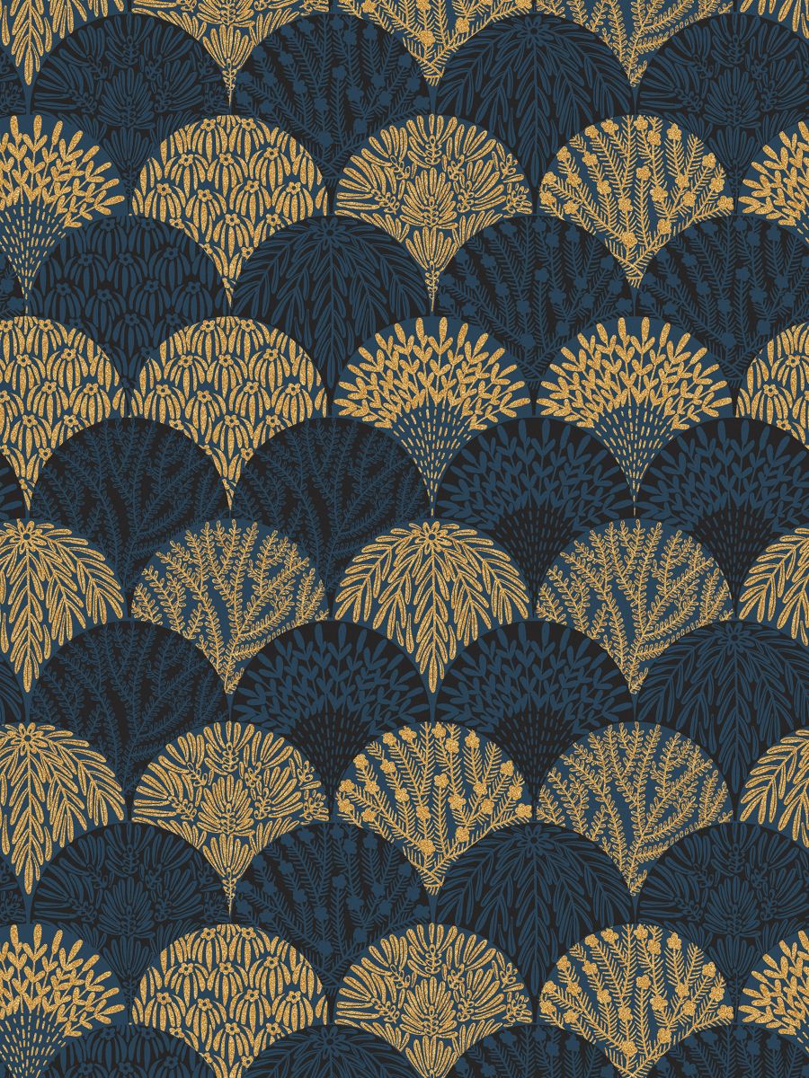 Herb Garden Wallcovering wallpaper in Midnight by Scalamandré - Scalamandre Wallpaper