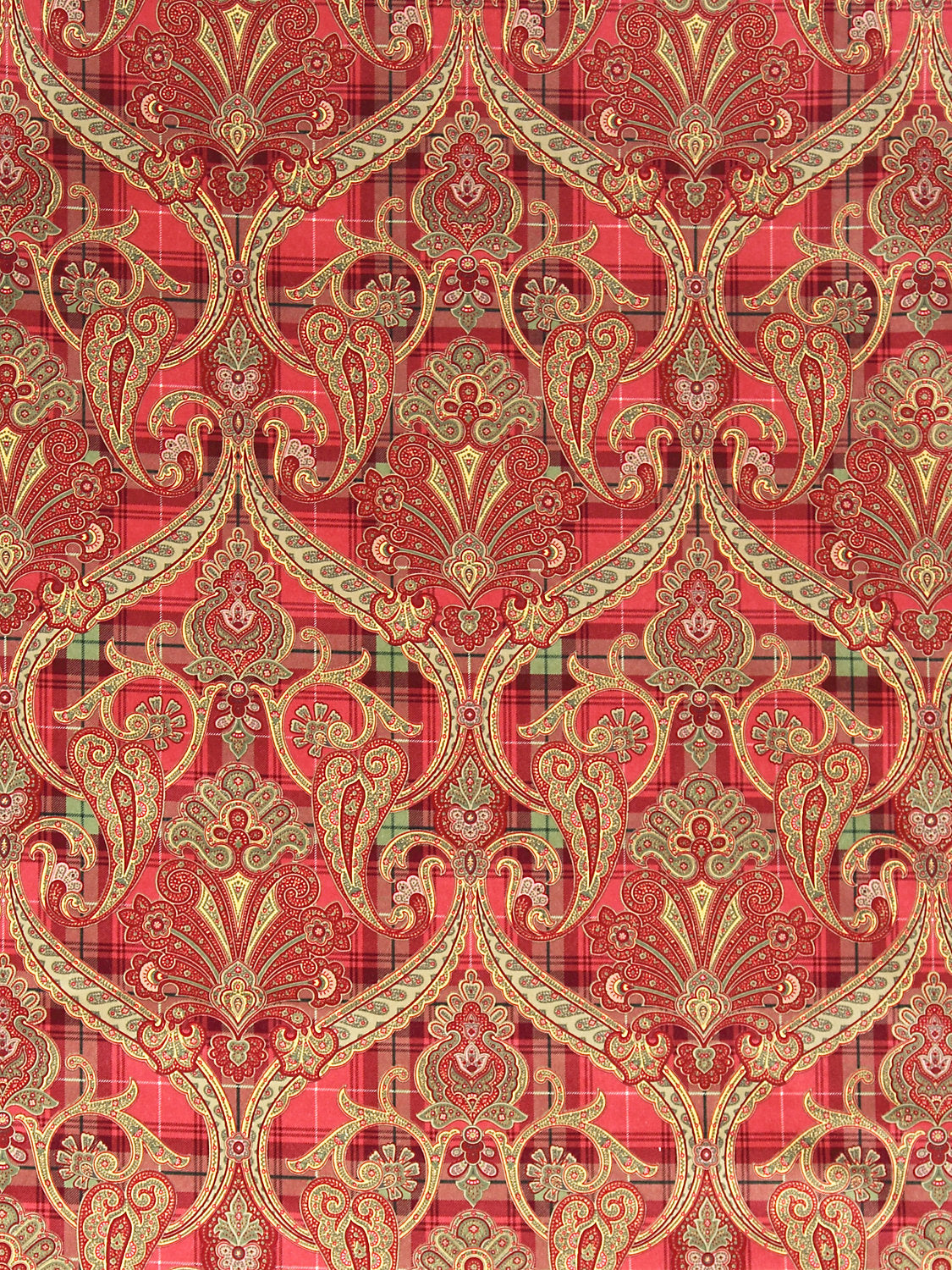 Highland Fling Printed Velvet - Reds & Pink