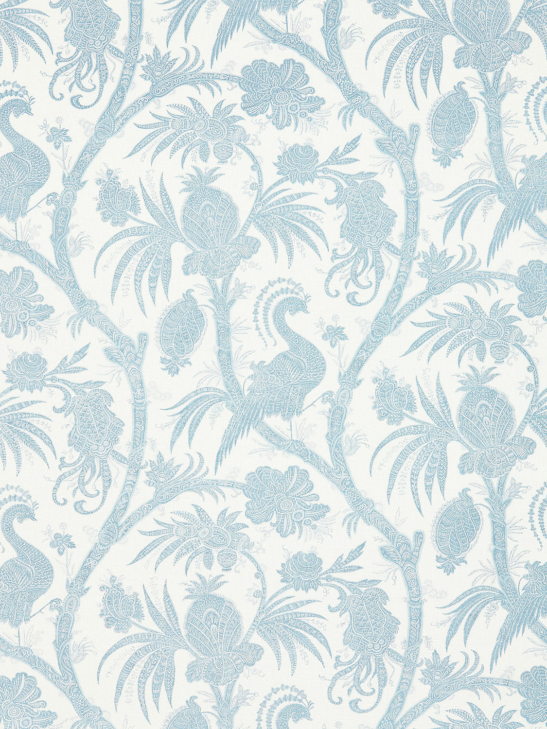 Balinese Peacock Linen Print - Sky