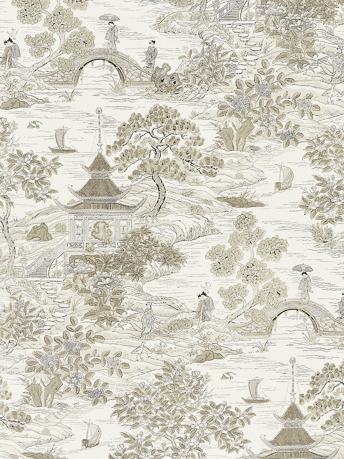 Satomi Hand Block Print - Pewter - Scalamandre Fabric