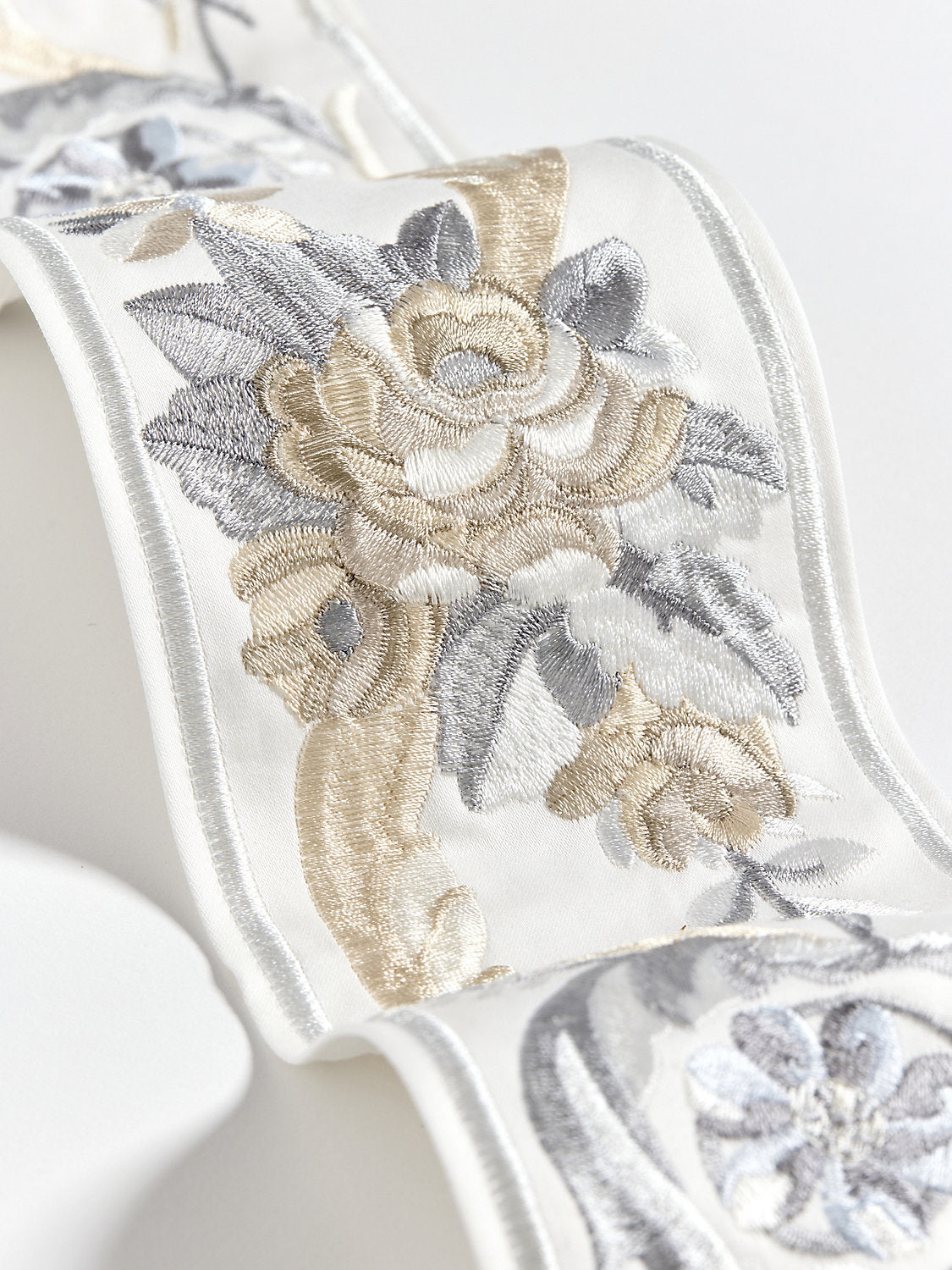 Reine Embroidered Tape - Platinum