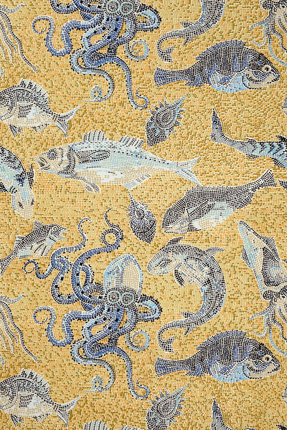 Mikonos - Blue & Yellow - Scalamandre Wallpaper