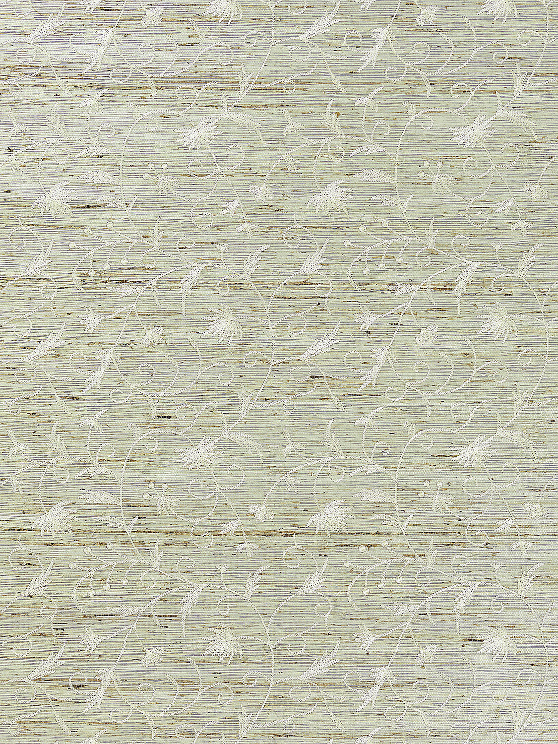 Olivia Embroidered Grasscloth - Winter Wheat - Scalamandre Wallpaper