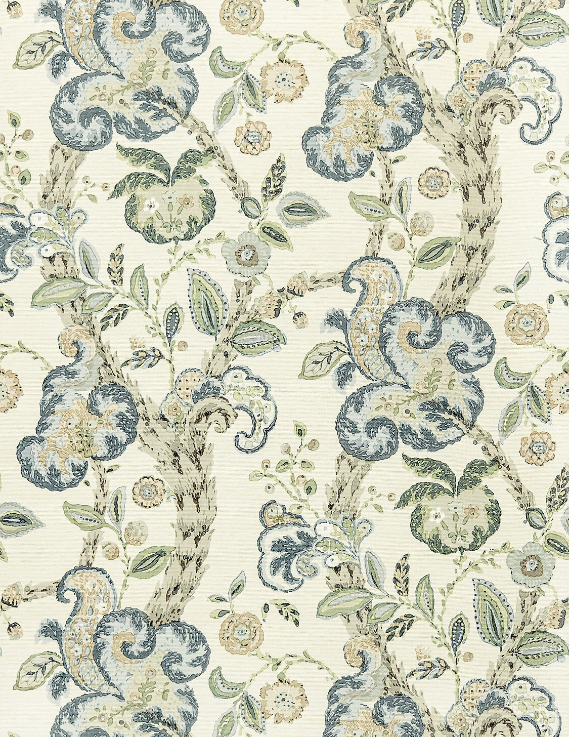 Cumbria Wallcovering - Aquamarine On Ivory