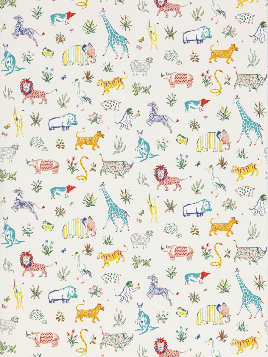 Zoo wallpaper in Primary by Scalamandré - Scalamandre Wallpaper