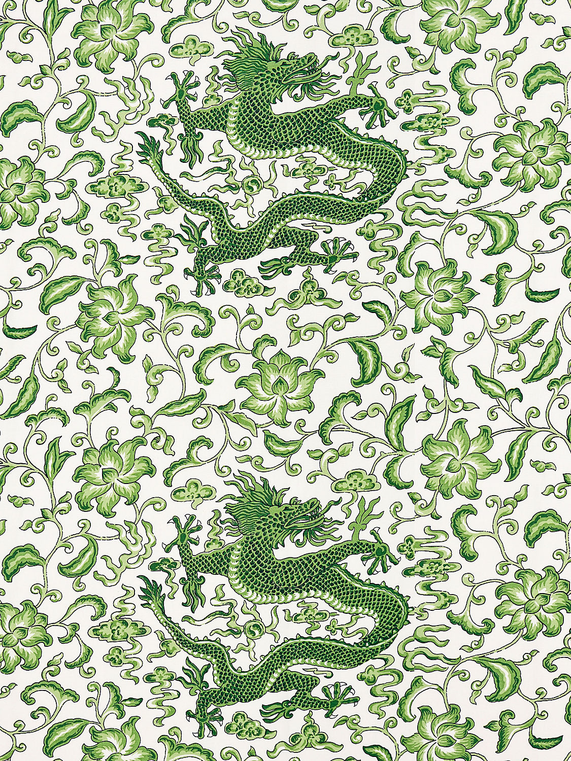 Chi'En Dragon Linen Print - Jade - Scalamandre Fabric
