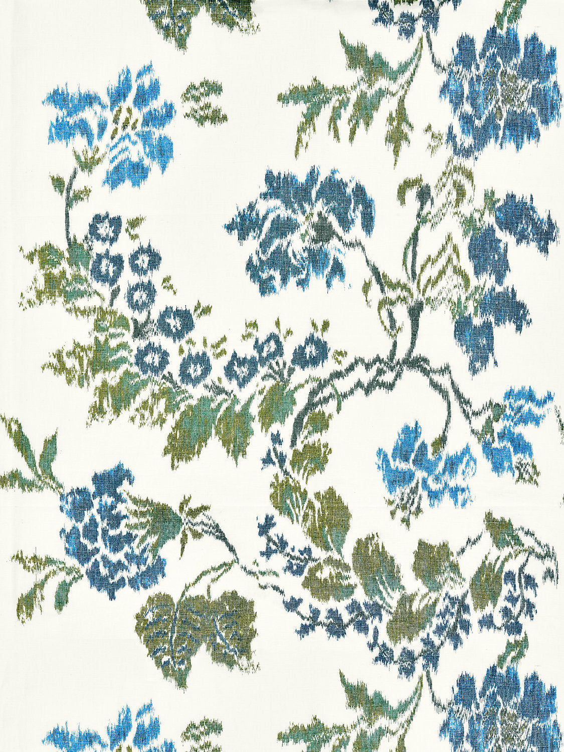 Kew Gardens Warp Print - Blues On Ivory