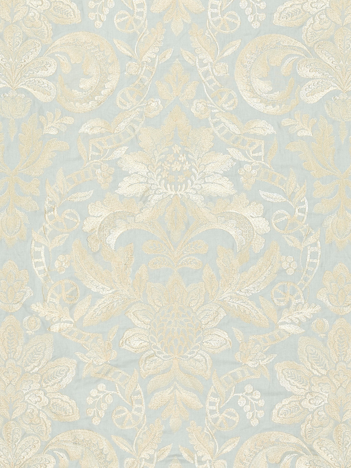 Elizabeth Damask Embroidery - Aquamarine - Scalamandre Fabric
